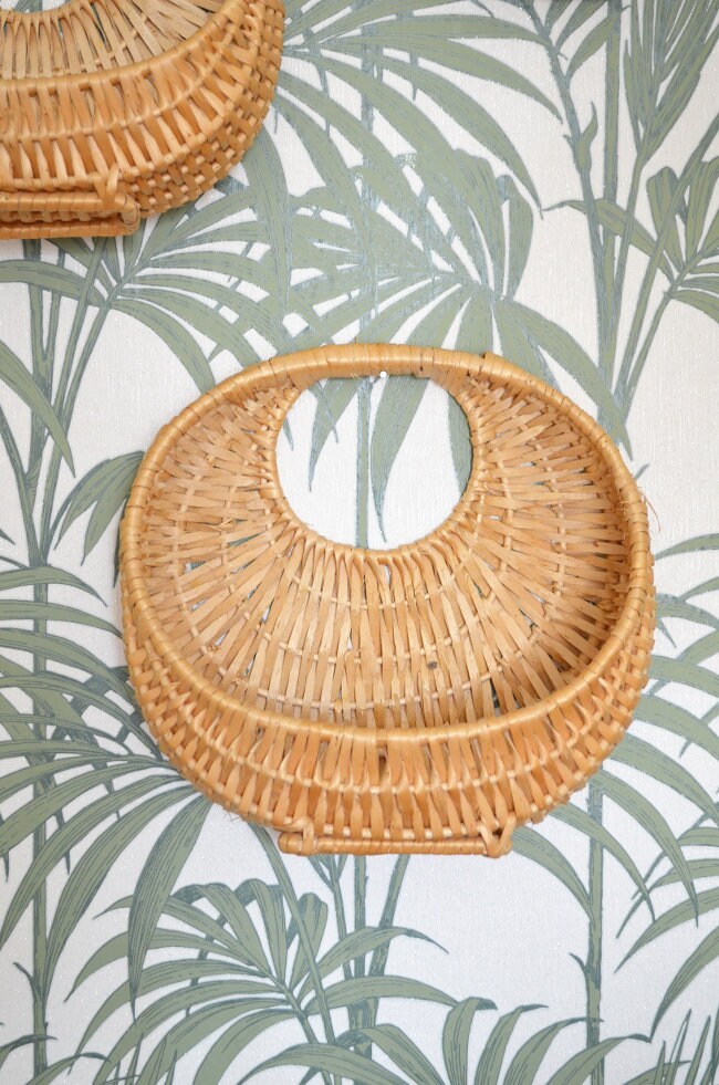 Set of 3 rattan wall Baskets Wall Planter Wicker Basket Vintage Boho