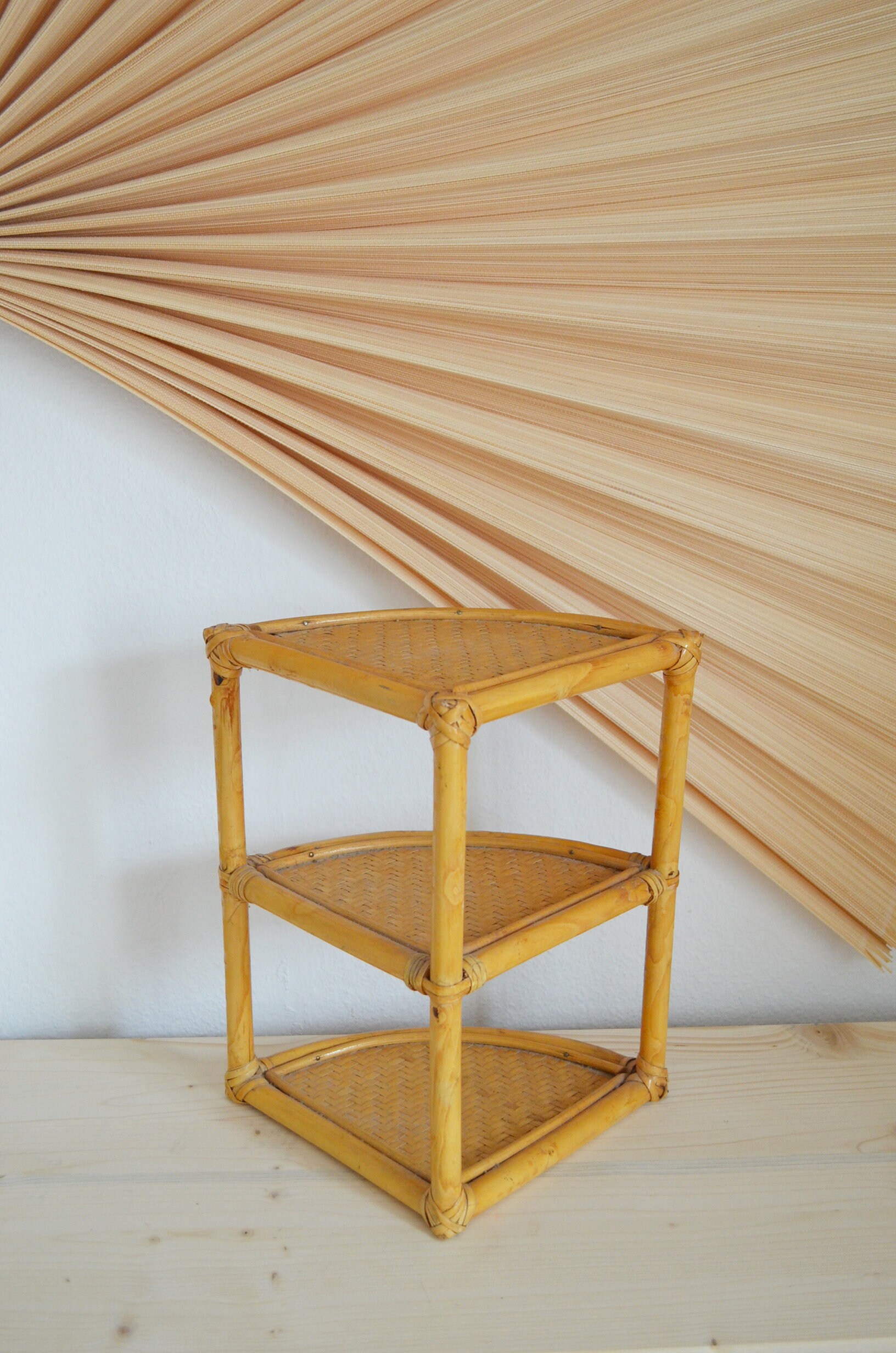 Vintage bamboo corner shelf shelf bamboo boheme