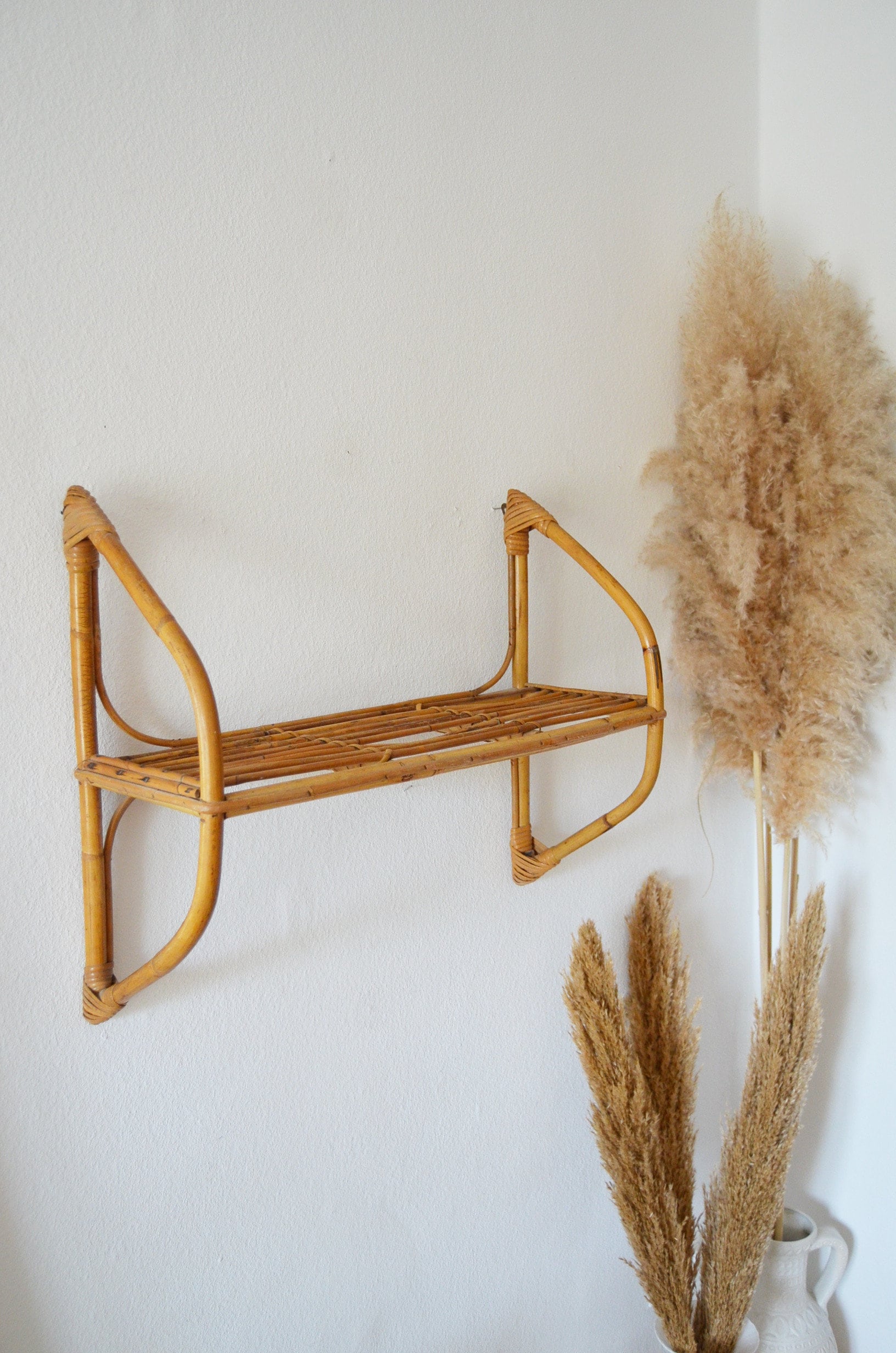 Vintage bamboo wall shelf shelf bamboo boho