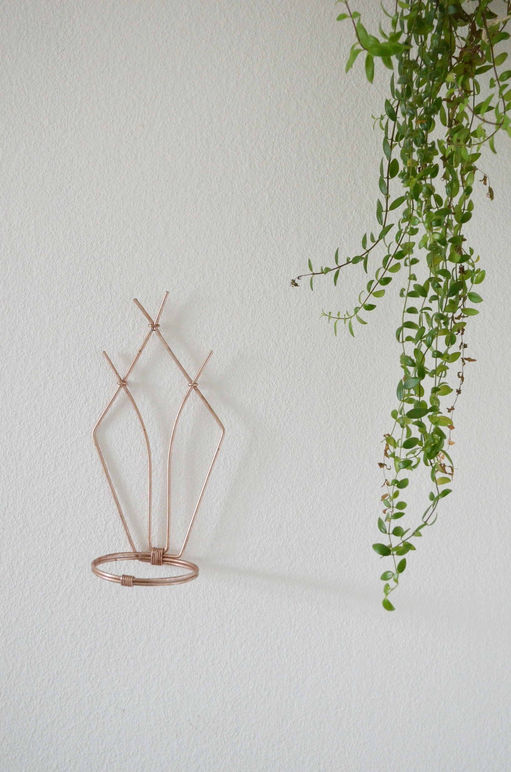 Vintage Mid century Flower holder for the Wall wall Planter rosegold