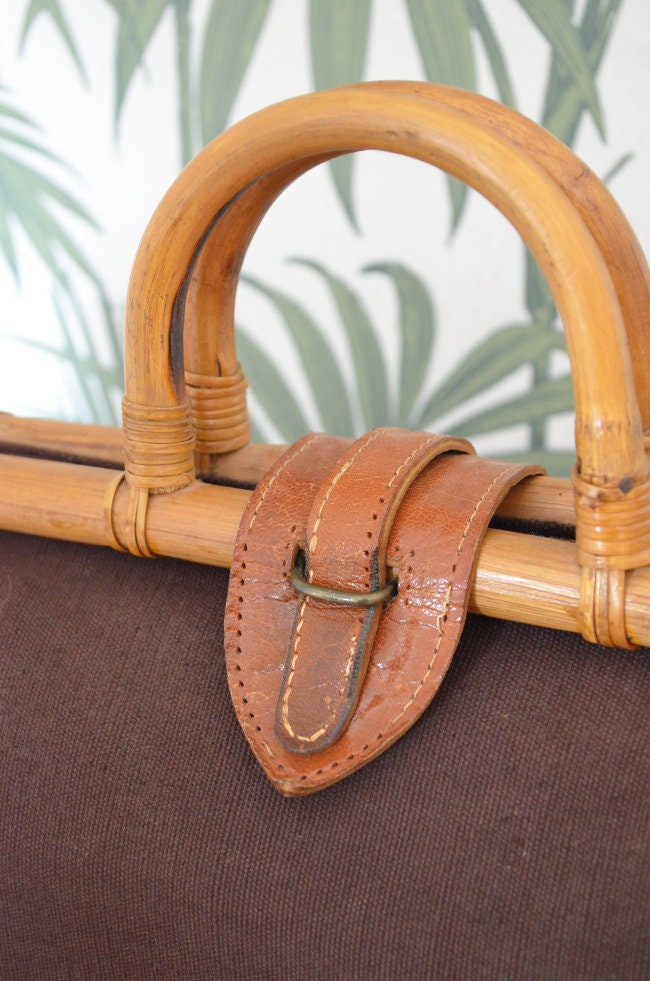 Vintage Bamboo handbag Brown Boho Leather