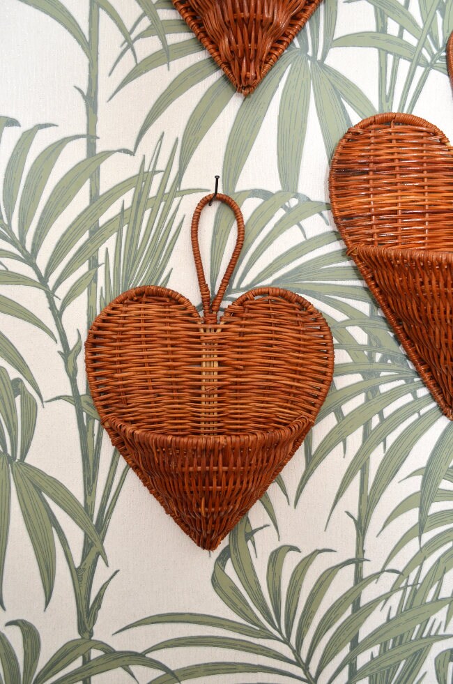 Set of 3 rattan wall Baskets Wall planter air plant wicker wall Basket