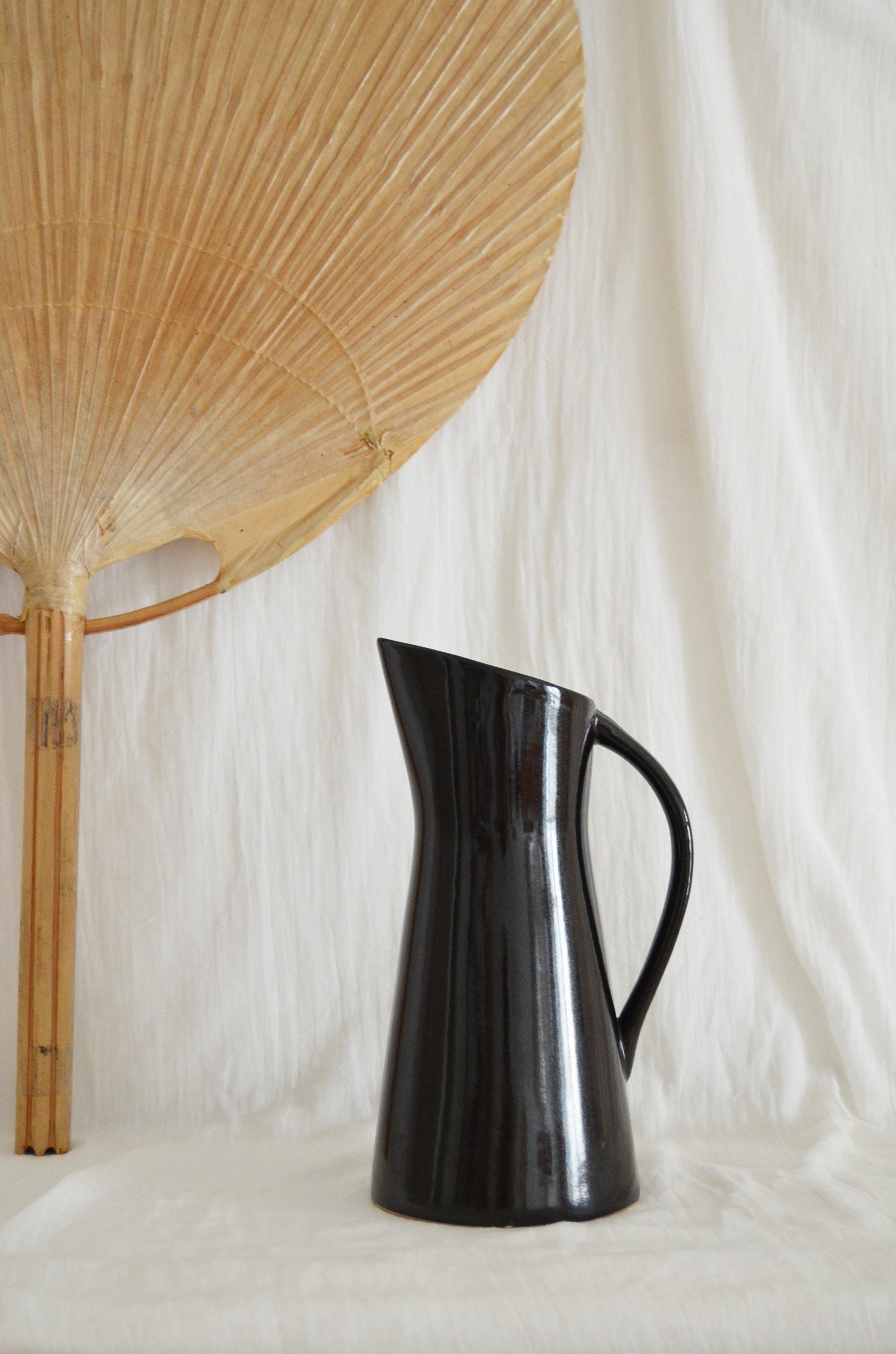 Vintage jug ceramic vase jug black design studio ceramics