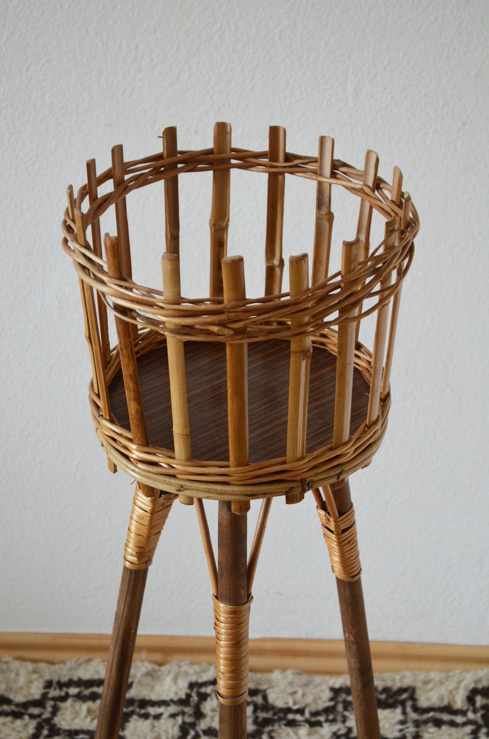 Bohemian plant stand bamboo rattan boho plant stood wicker floral