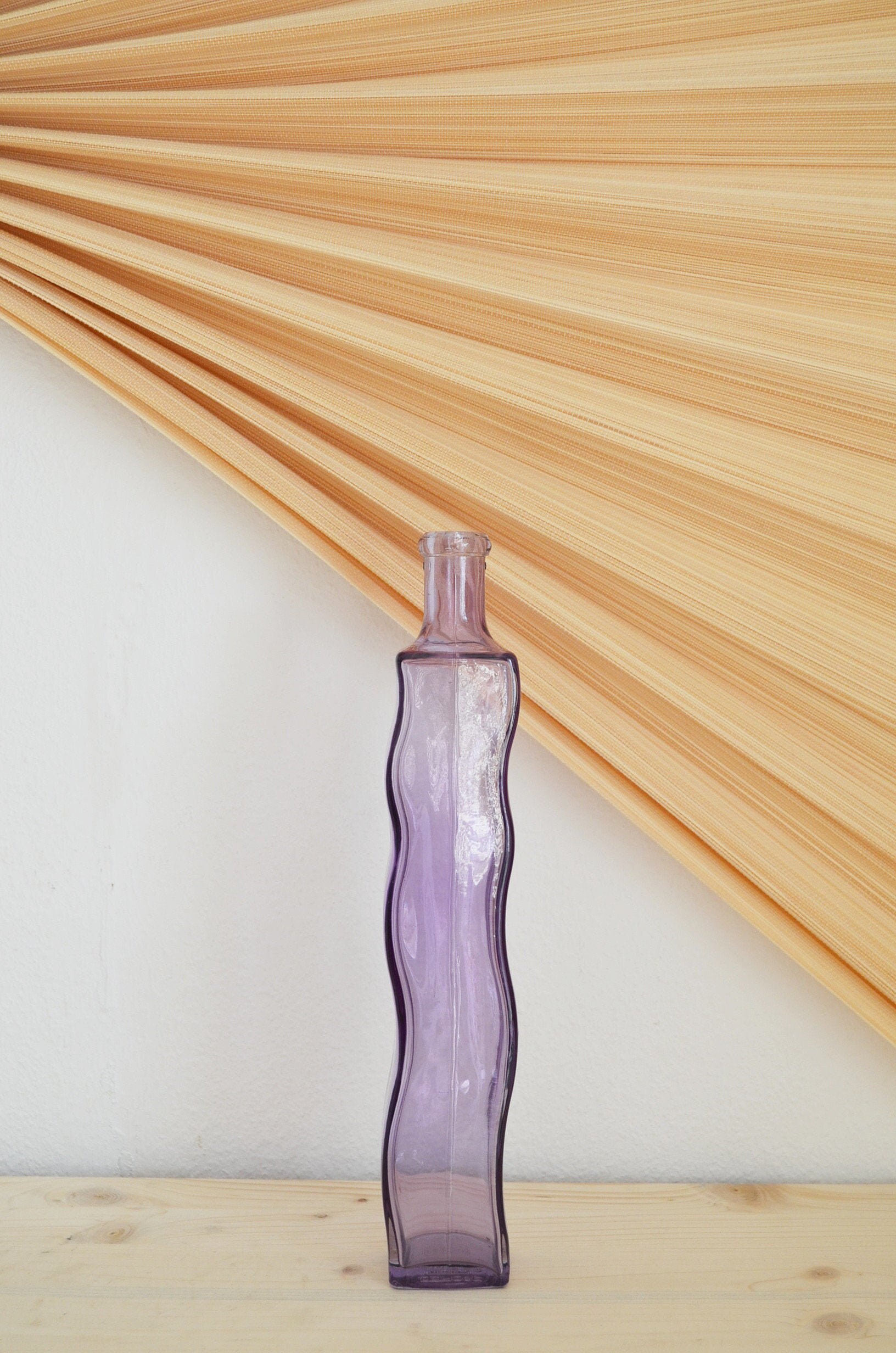 Large vintage vase bottle glass purple lilac 80s asymmetrical