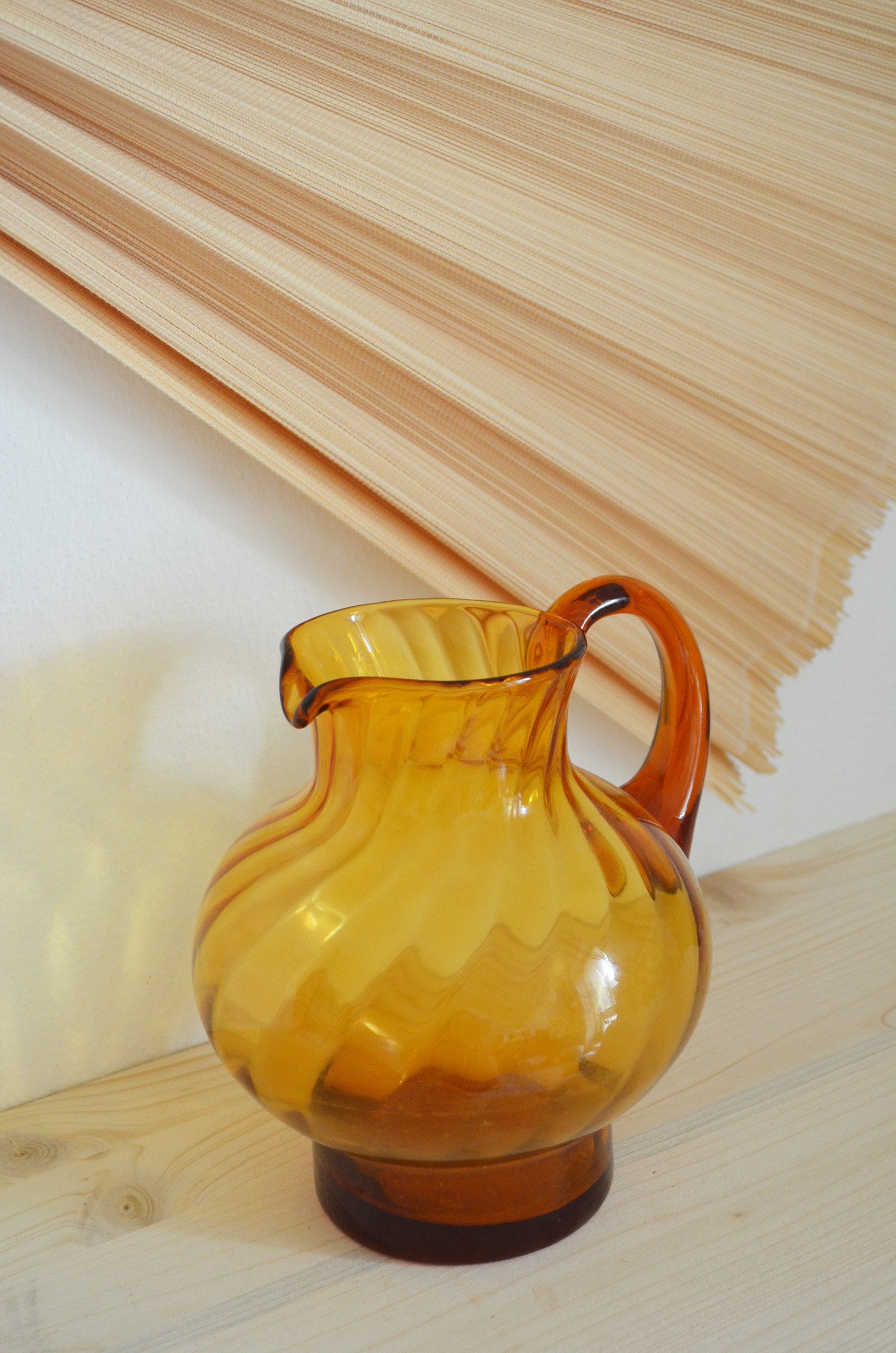 Vintage Murano glass jug vase jug 1960s mustard yellow amber home decor mid century danish design