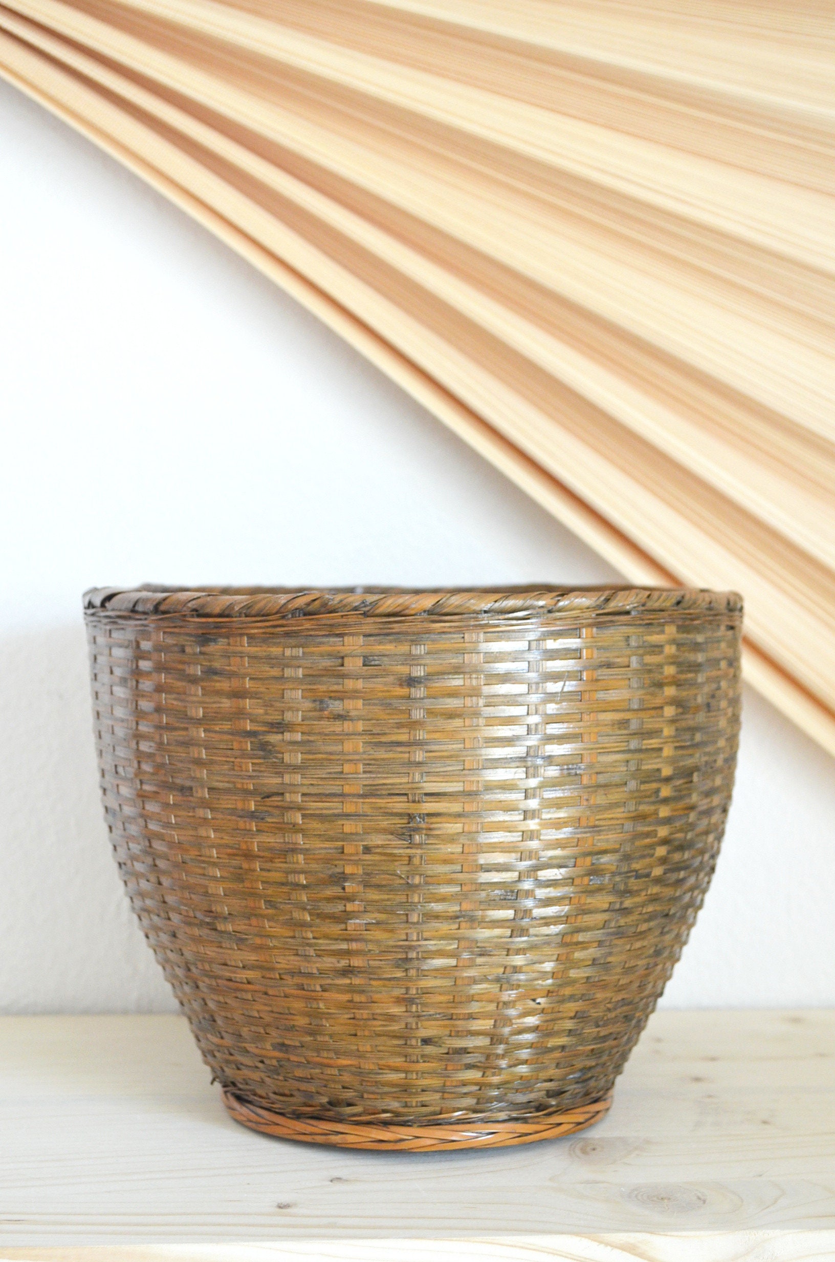 Vintage rattan elephant basket boho elephant basket planter flower pot