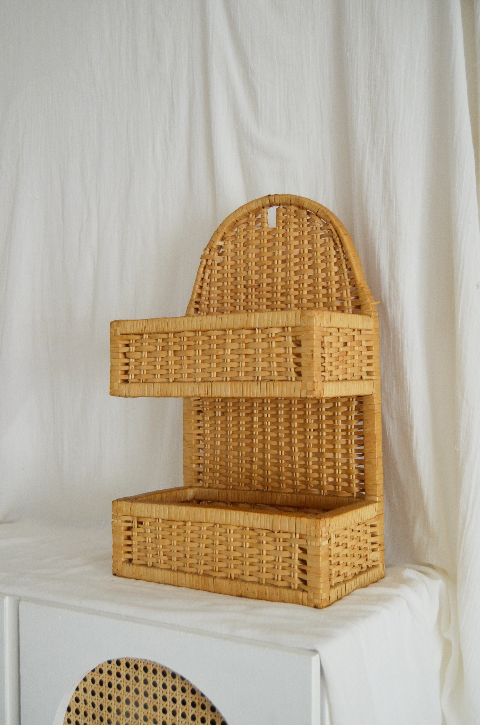 Vintage boho rattan shelf wall shelf hanging Etsy