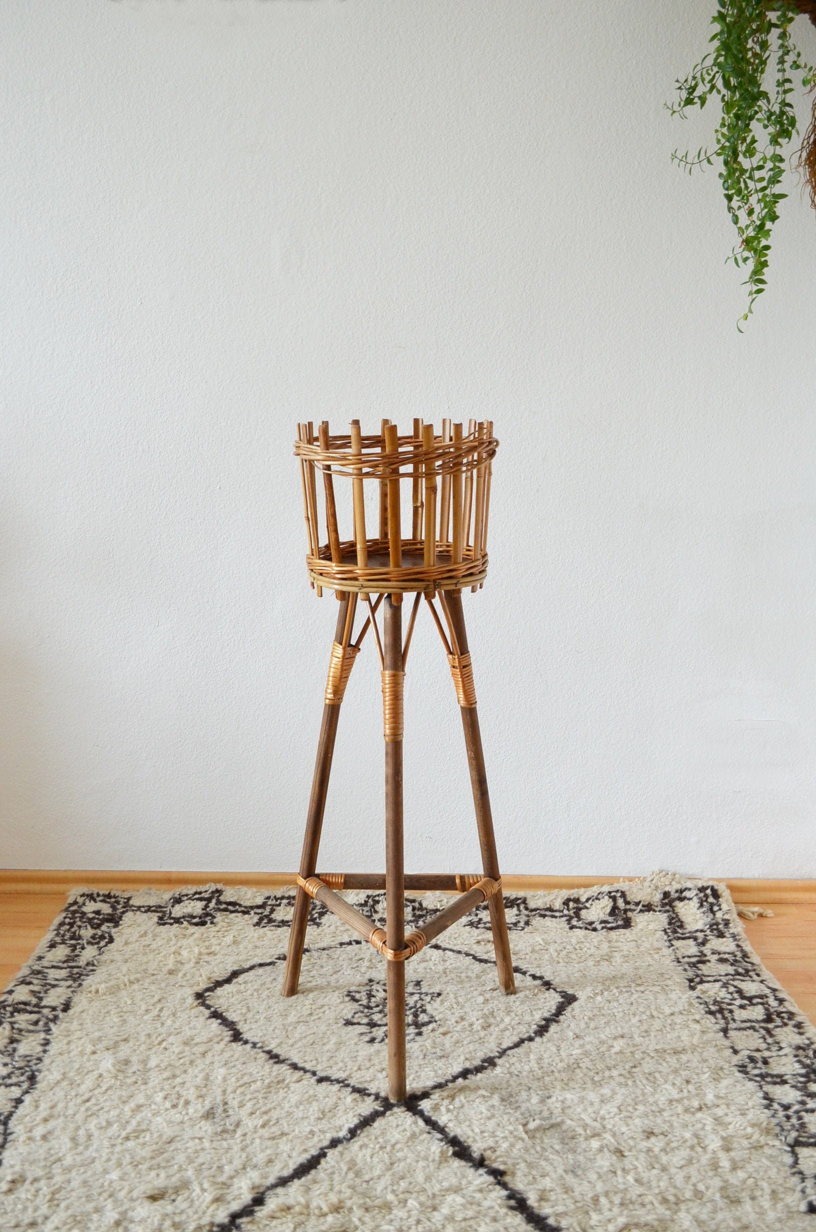 Bohemian plant stand bamboo rattan boho plant stood wicker floral