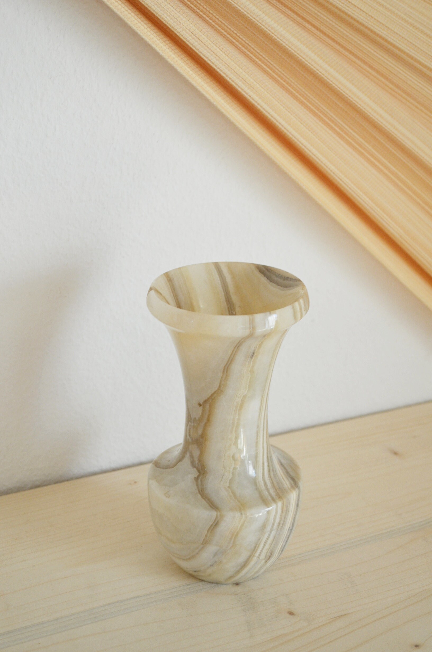 Vintage Onyx Vase Beige Grey Handmade Studio Pottery