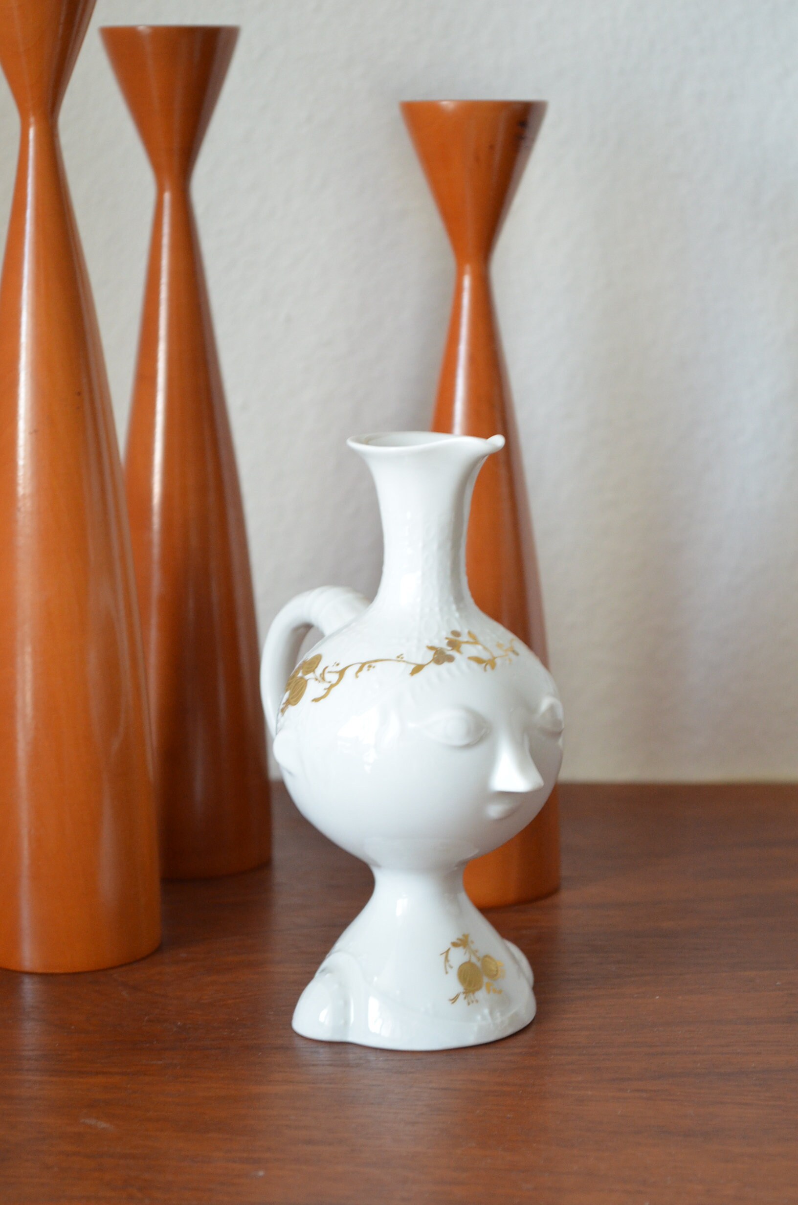 Vintage Rosenthal Vase Face Romance Björn Wiinblad White Gold Kanne Kings