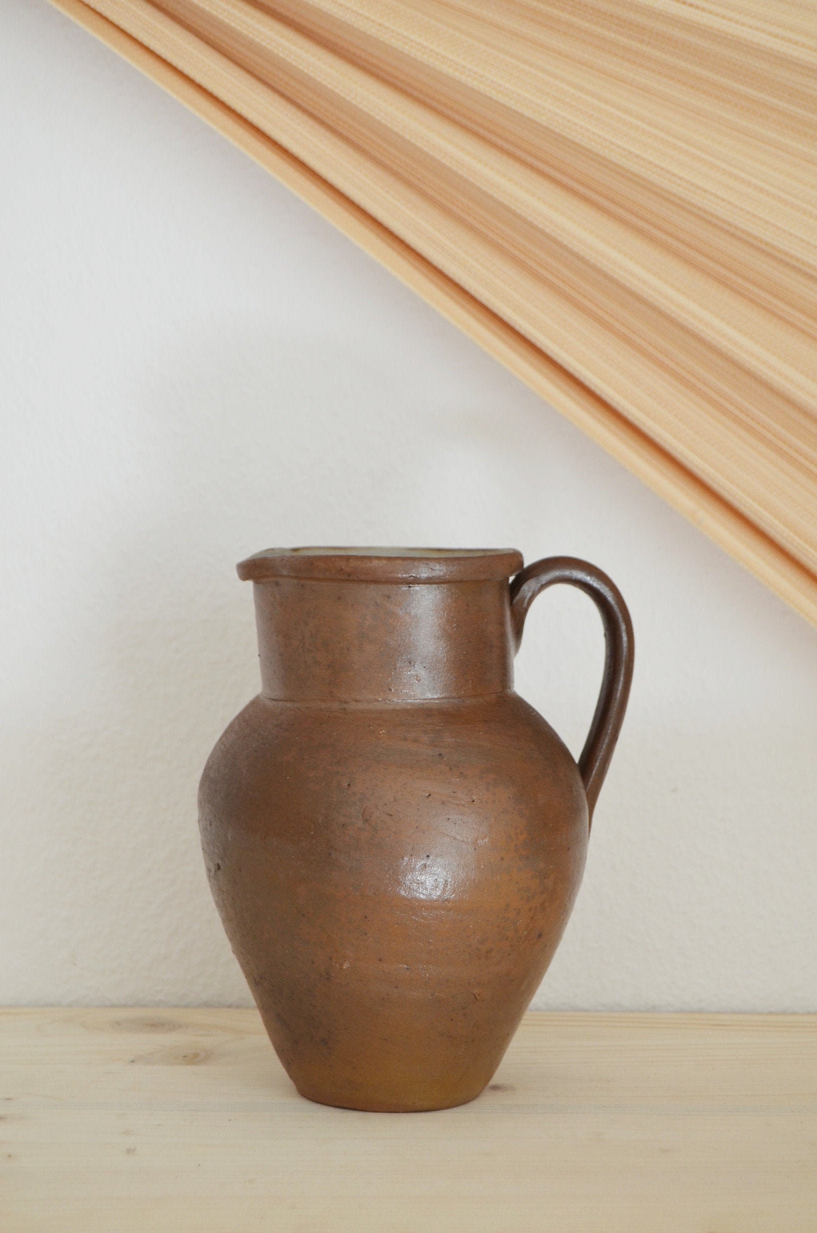 Vintage jug ceramic vase jug 1960s clay brown home décor mid century