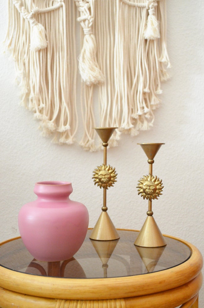 Vintage Sun Candle Holder Set Gold