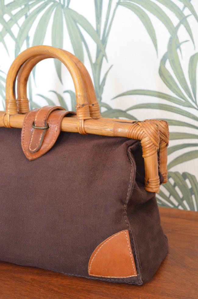 Vintage Bamboo handbag Brown Boho Leather