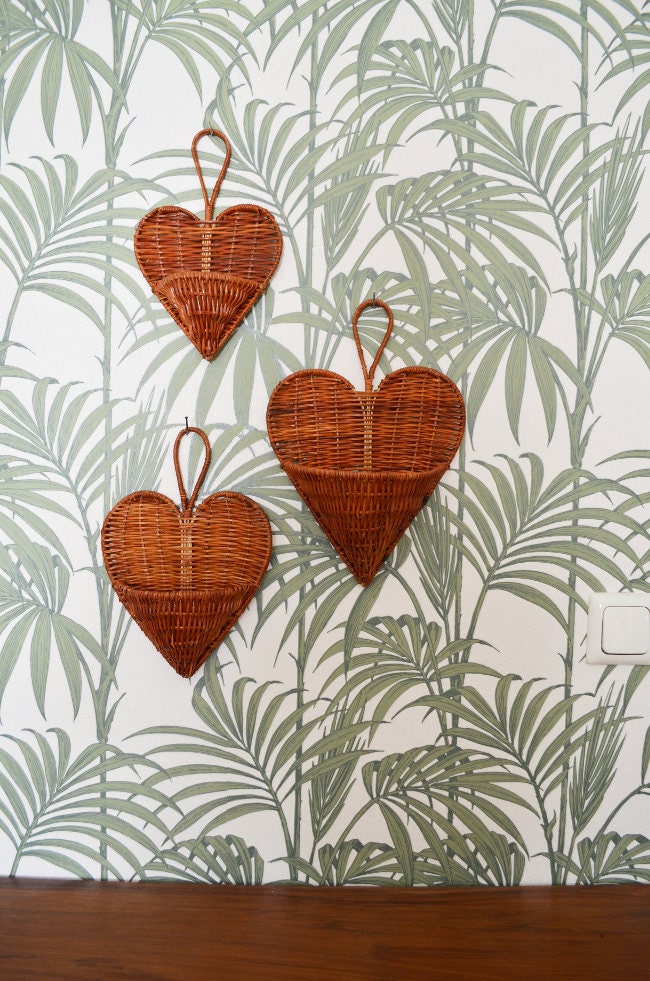 Set of 3 rattan wall Baskets Wall planter air plant wicker wall Basket