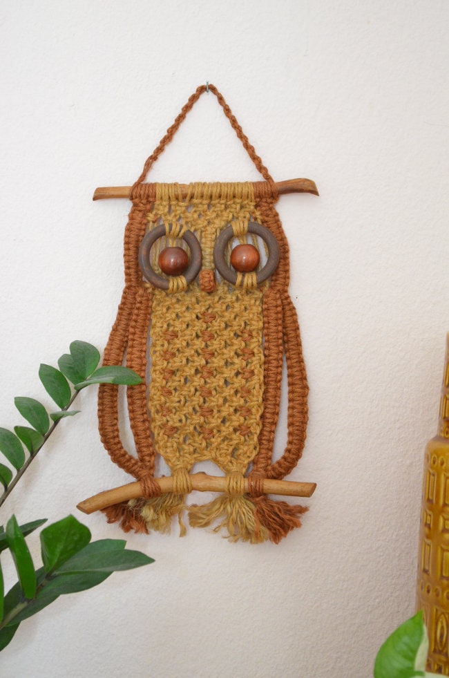 Vintage Macrame owl Wall Hanging Owl