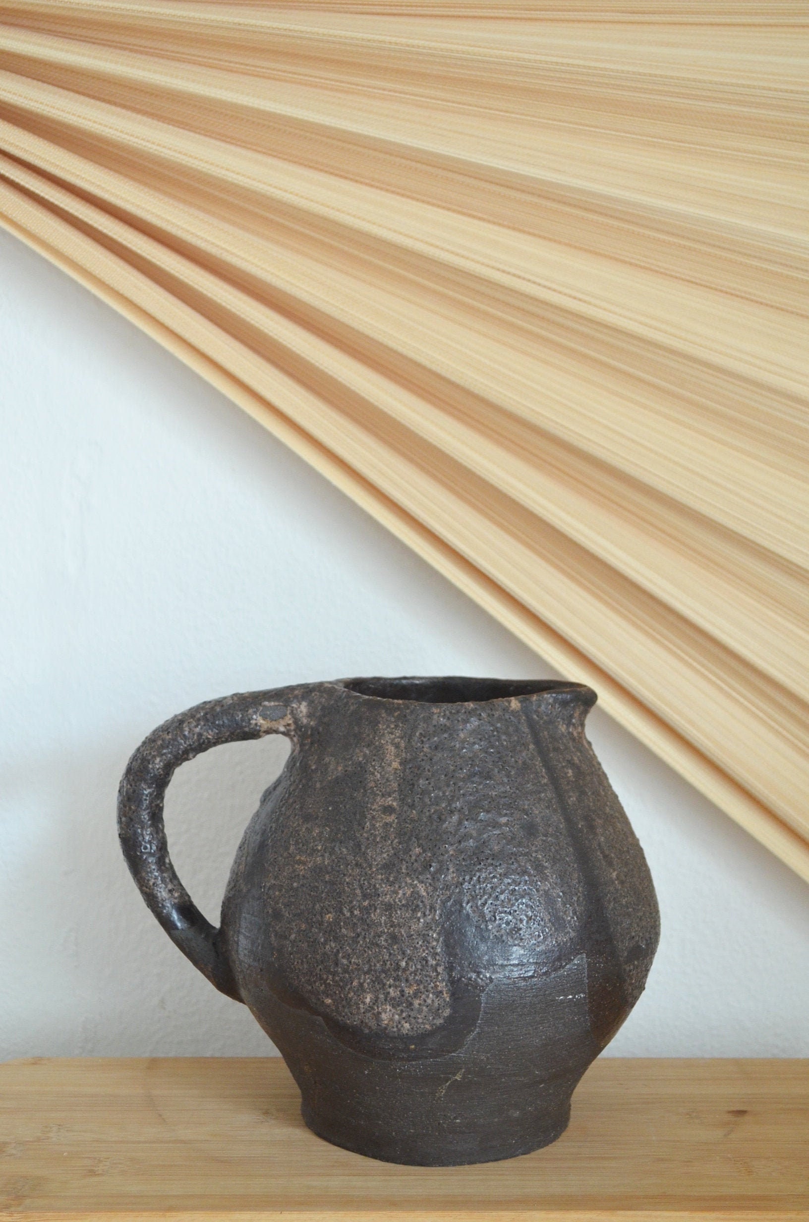 Vintage jug ceramic vase jug 1960s black beige home décor mid century