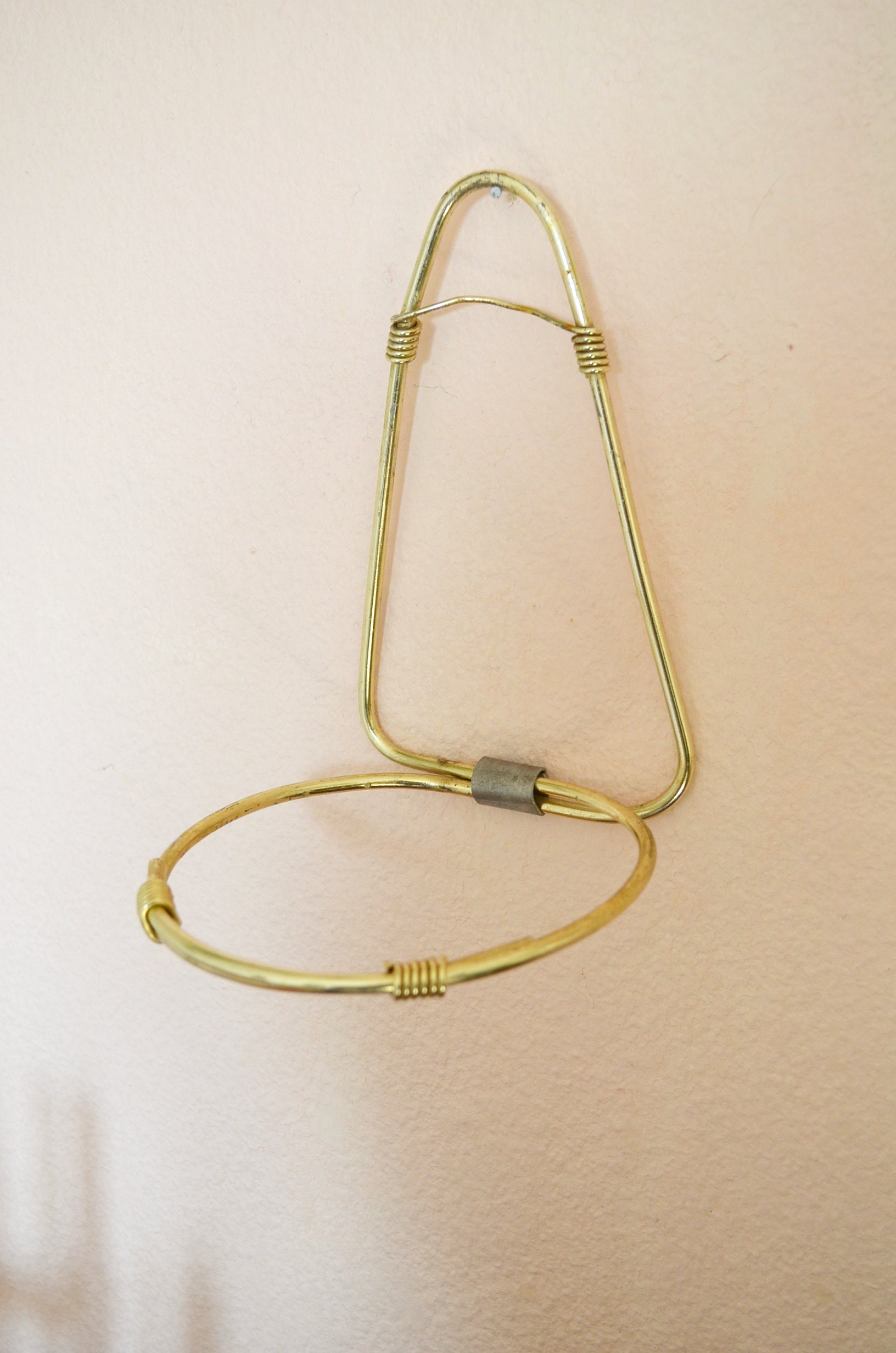 Vintage Mid century flower holder for wall wall planter gold