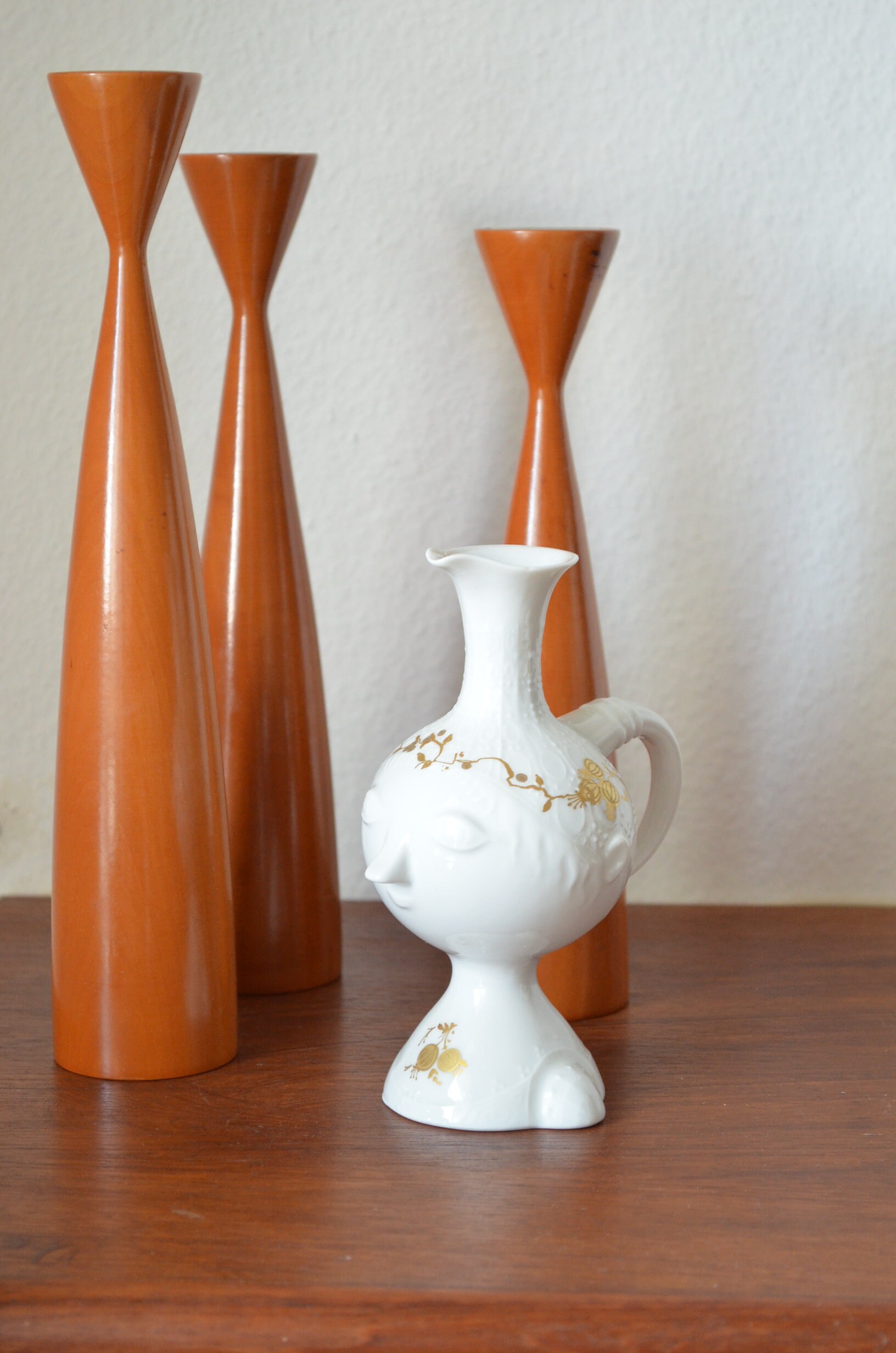 Vintage Rosenthal Vase Face Romance Björn Wiinblad White Gold Kanne Kings