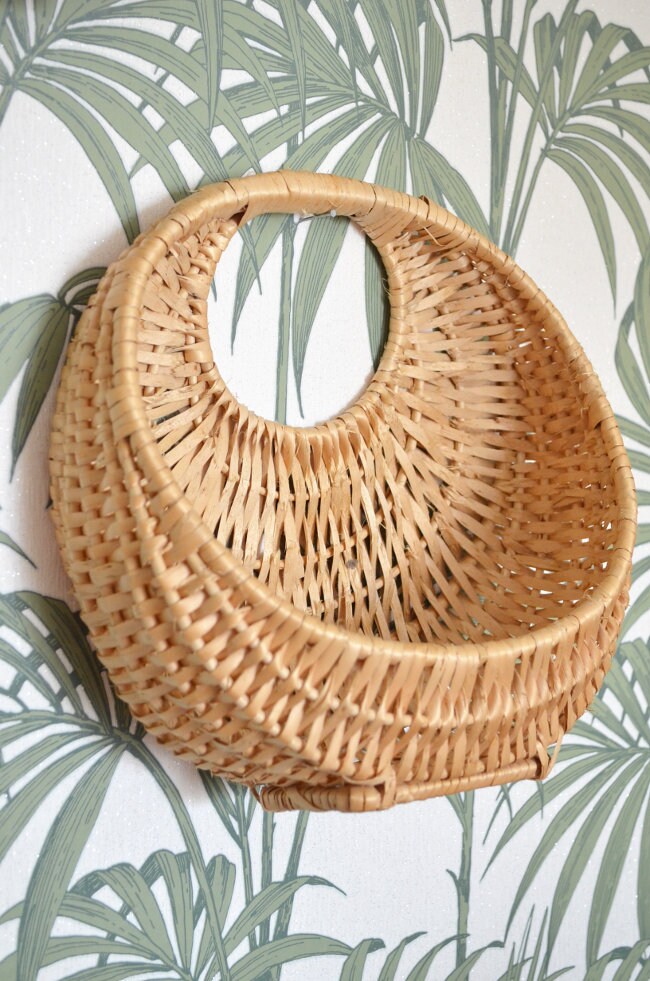 Set of 3 rattan wall Baskets Wall Planter Wicker Basket Vintage Boho