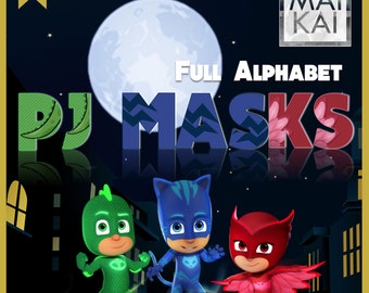 40% OFF SALE PJ Masks digital alphabet, pj masks clipart, pj masks letters, pj masks invitation, pj masks birthday, digital font.