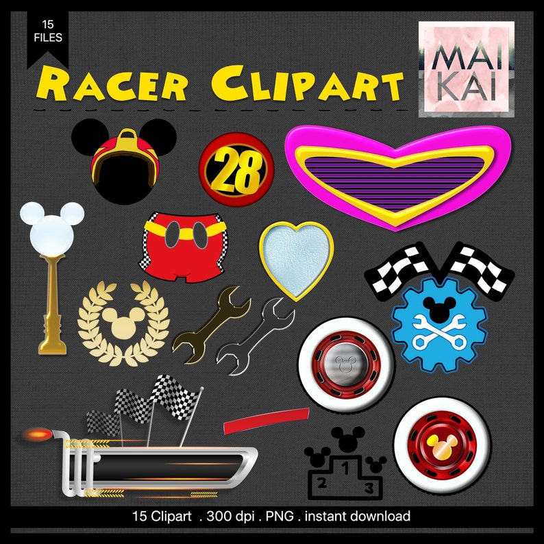 Mickey roadster racer clip art mickey roadster racer | Etsy