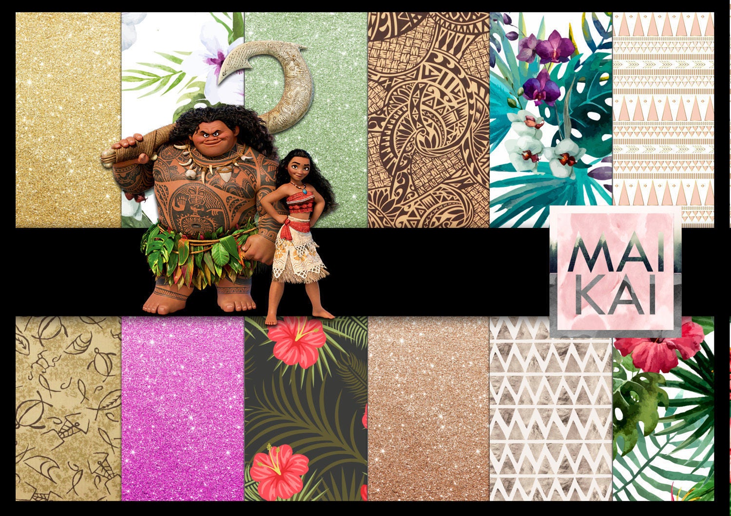Moana inspired digital paper Moana Digital Scrapbook moana | Etsy