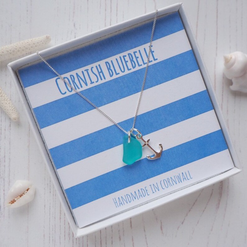 Cornish seaglass with a sterling silver charm necklace