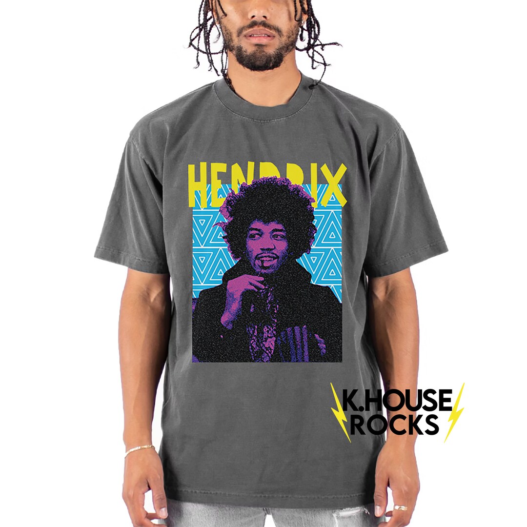 Jimi Hendrix Graphic T Shirt – White, Cotton, Crew Neck, Short Sleeve, Gildan