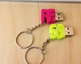 Your Initials as a Keychain - Custom Mini USB Flash Drive - 3D printed