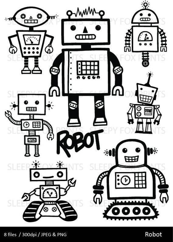 Robot Clipart Robots Numeriques Clip Art Clipart Etsy