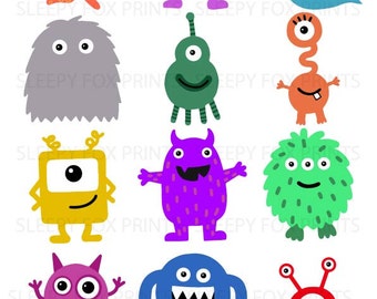 Monsters Clipart, Monster Clip Art, Boys, Spooky, Monster, Scary, Cute, Hand Drawn, 3for2, Cute Monsters,Monster Party,