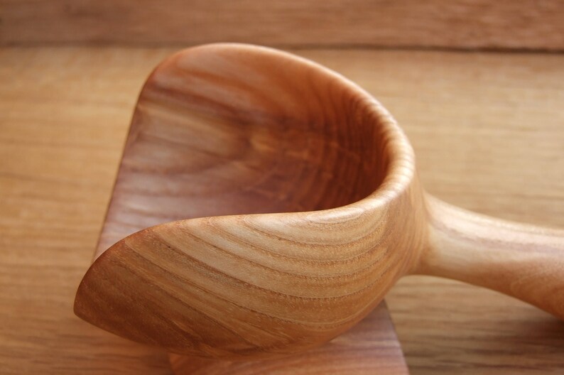 Wooden Kitchen Food Scoop Hand Made Turned & Carved from Etsy