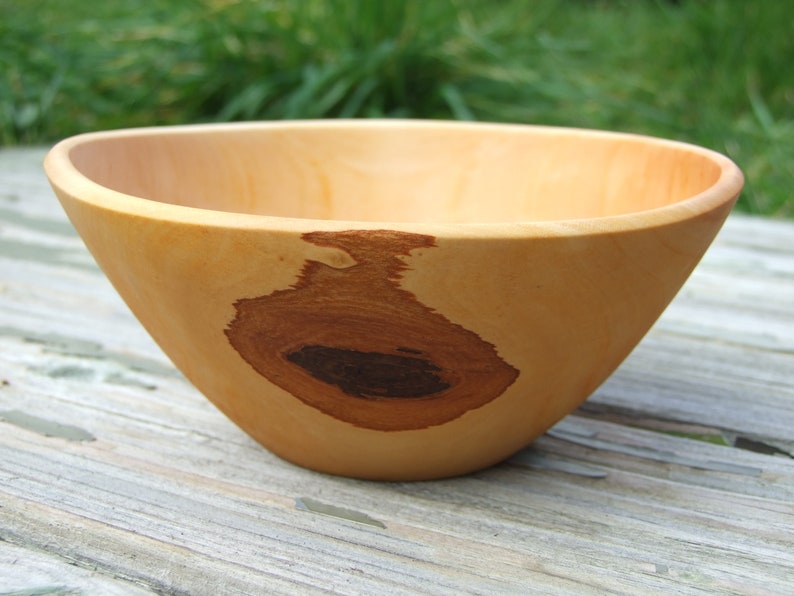 Hand Made in Wales Hawthorn Wood Bowl Green Turned from Locally Sourced Timber