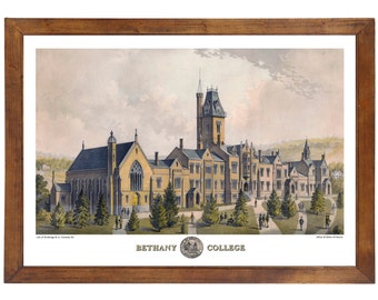 Bethany College WV, 1800s; 24x36 inch print reproduced from a vintage lithograph