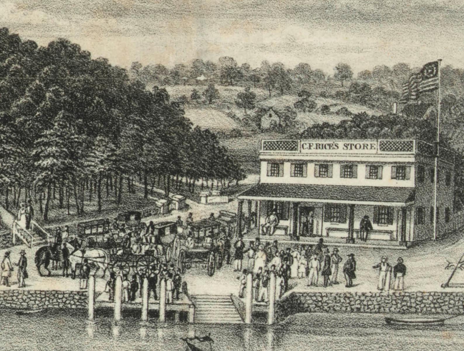 Neptune House, New Rochelle NY, 1842 24x36 Inch Print Reproduced From a