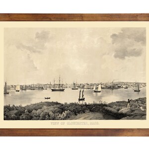 Gloucester Mass., Fitz Henry Lane, 1855; 24x36 inch print reproduced from a vintage lithograph