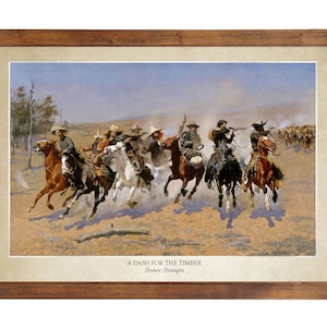 A Dash For The Timber, Frederic Remington 1889; 24x36 inch print (excludes frame)