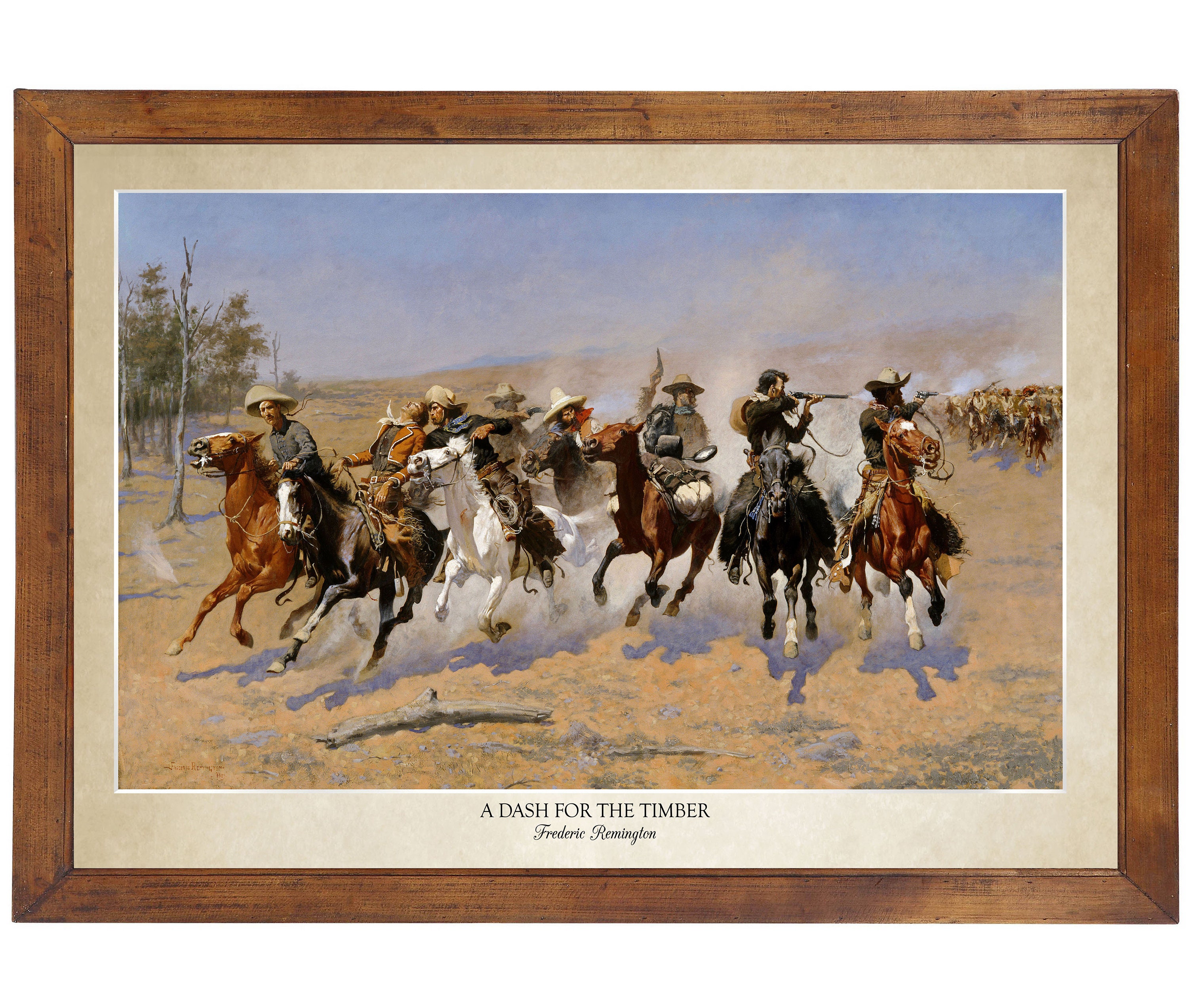 A Dash For The Timber, Frederic Remington 1889; 24x36 inch print (excludes frame)