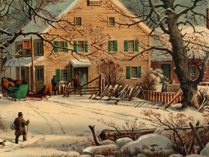 Winter in the Country A Cold Morning by Currier & Ives, 1863 24x36 Inch