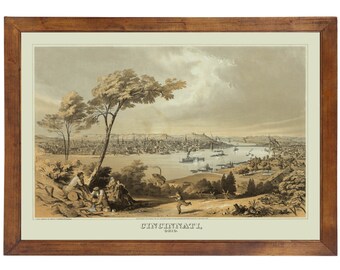 Cincinnati OH, 1868; 24x36 inch print reproduced from a vintage lithograph