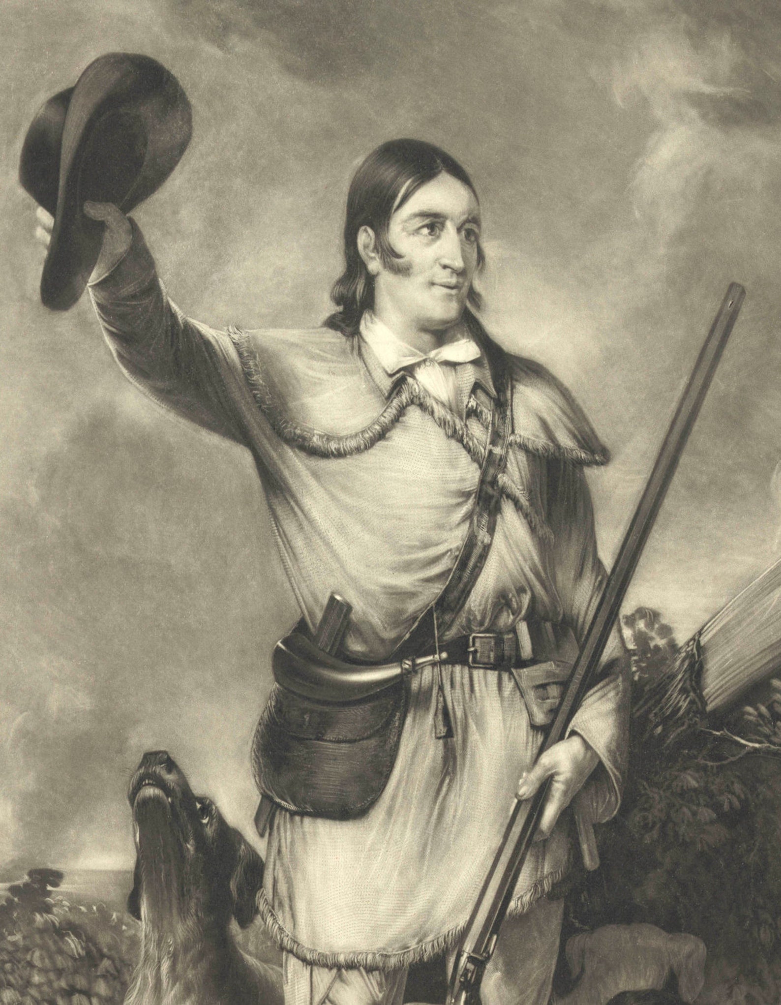 Colonel David Crockett 24x36 inch print reproduced from a vintage