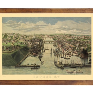 Oswego NY, 1855; 24x36 inch print reproduced from a vintage painting or lithograph