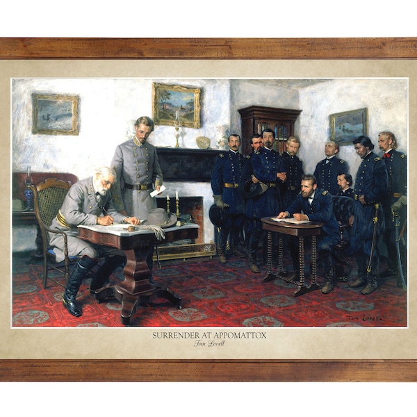 Surrender at Appomattox; 24x36 inch print reproduced from a vintage painting (frame not included)