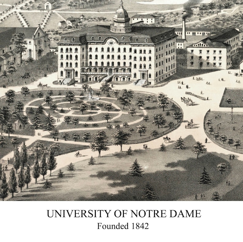 University of Notre Dame, South Bend IN; 24x36 Inch Print Reproduced