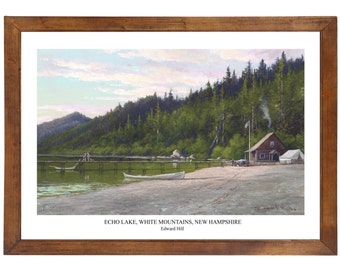 Echo Lake, White Mountains, New Hampshire by Edward Hill; 24x36 inch print reproduced from a vintage painting or lithograph