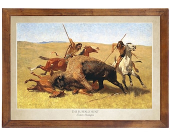 The Buffalo Hunt by Frederic Remington, 1890; 24x36 inch print (frame not included)