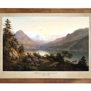 Emerald Bay, Lake Tahoe; Thomas Hill 1864; 24x36 inch print reproduced from a vintage painting (frame not included)