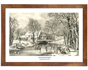 Winter Pastime by Currier & Ives, 1870; 24x36 inch print reproduced from a vintage lithograph