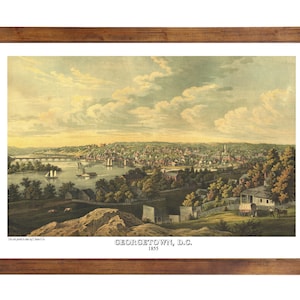 Georgetown DC, 1855; 24x36 inch print reproduced from a vintage lithograph